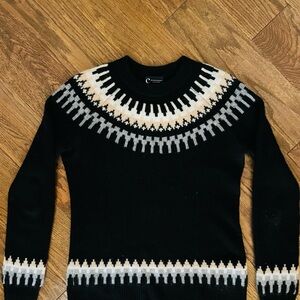Black and Cream Fair Isle Bloomingdale’s Cashmere crewneck